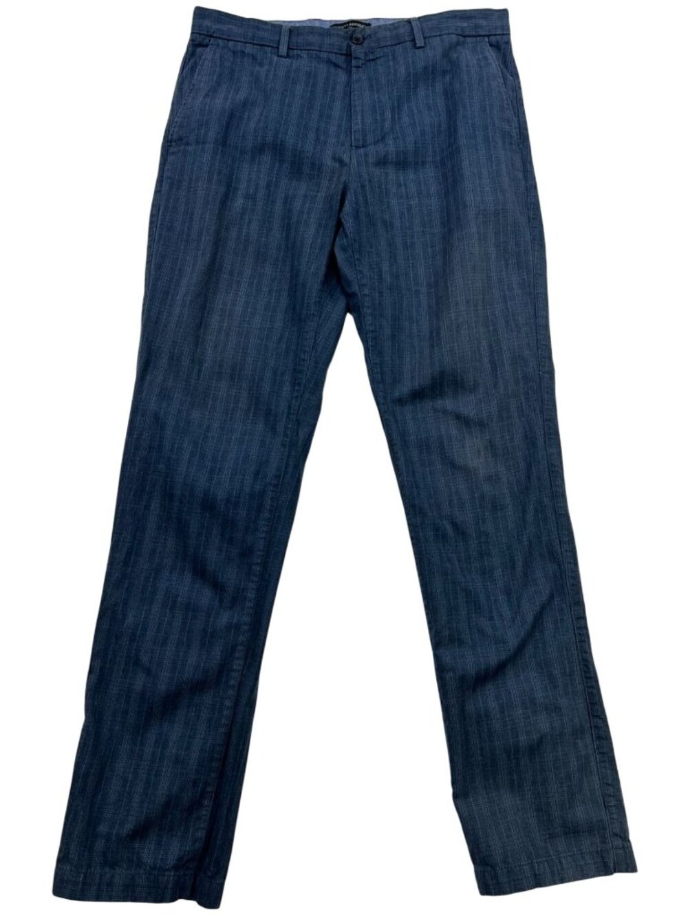 Banana Republic Mens Aiden Fit Chino Pants Flat Front Size 34x34 Dark Blue Check